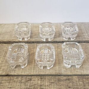 VINTAGE Set Of 6 Cut Glass Footed Individual Salt Cellars